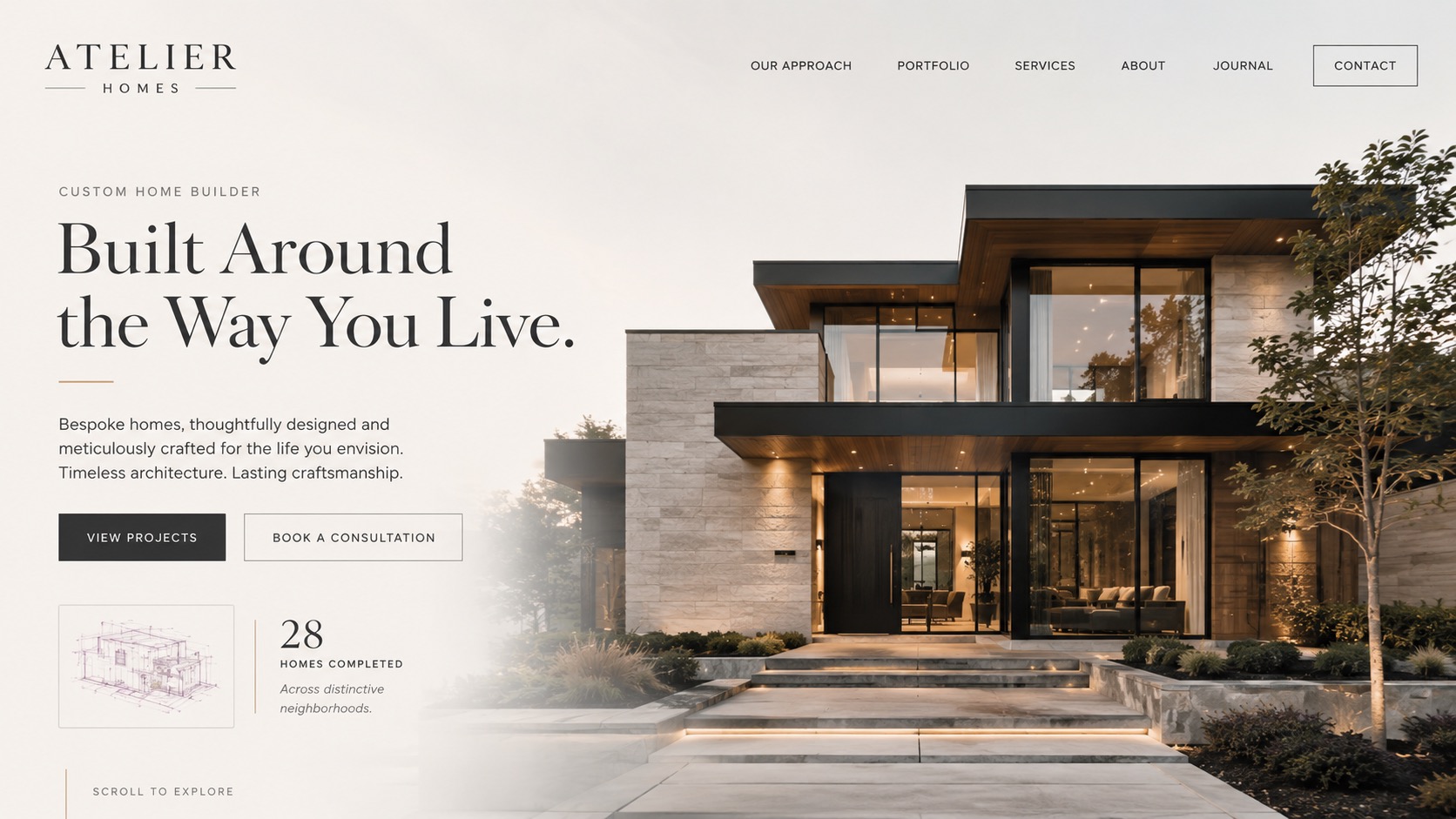 Atelier Homes — Custom Home Builder website concept
