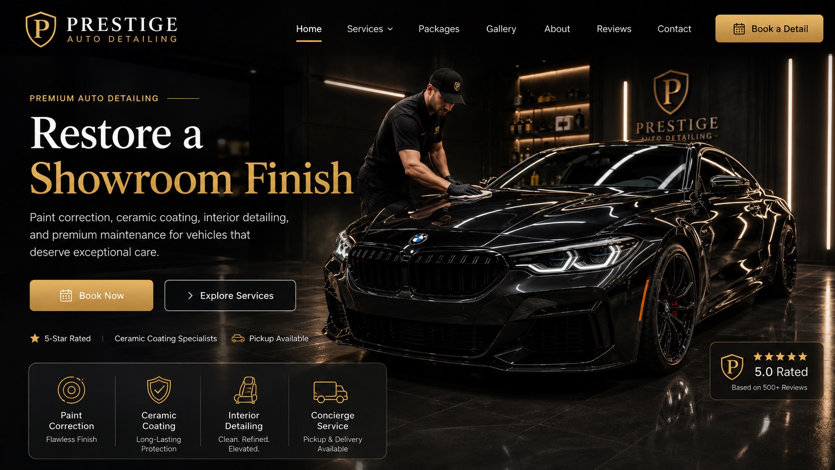 Prestige Auto Detailing — Premium Auto Detailing website concept