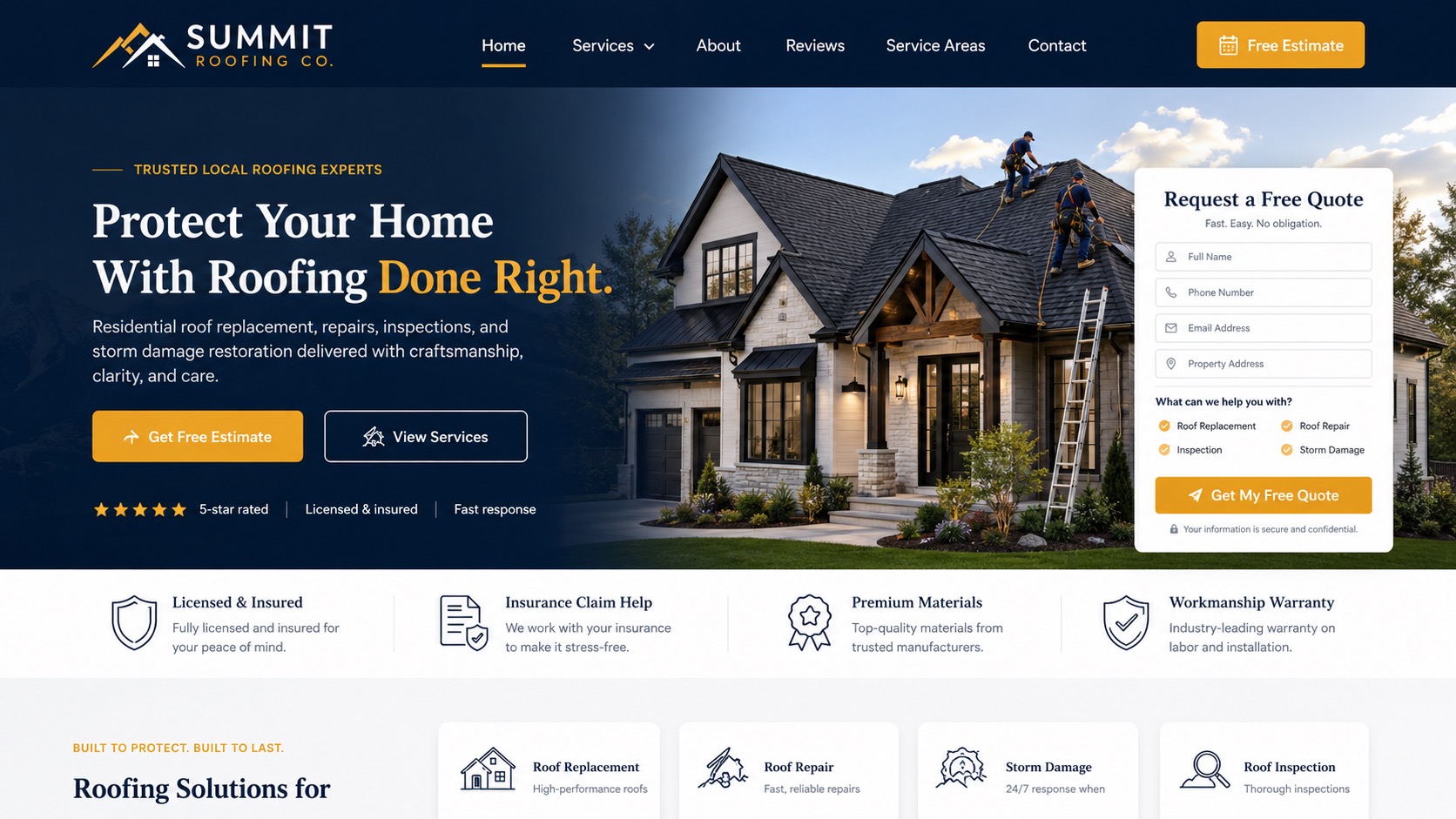 Summit Roofing Co. — Residential Roofing website concept